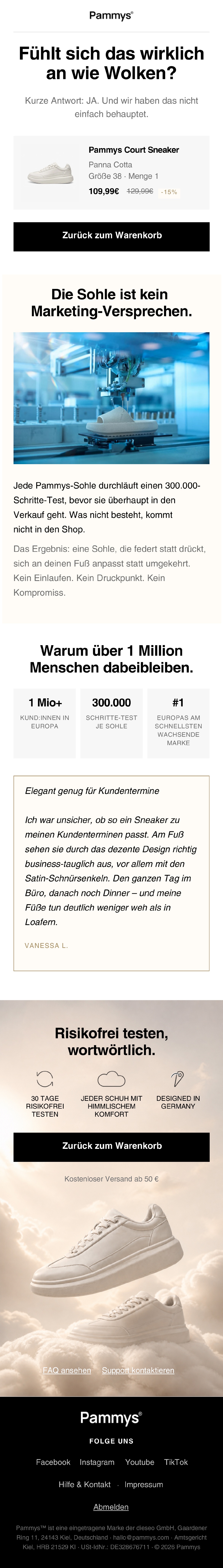 Pammys Flow · Warenkorbabbruch-Mail